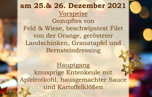 Menükarte Hofküche Weihnachten